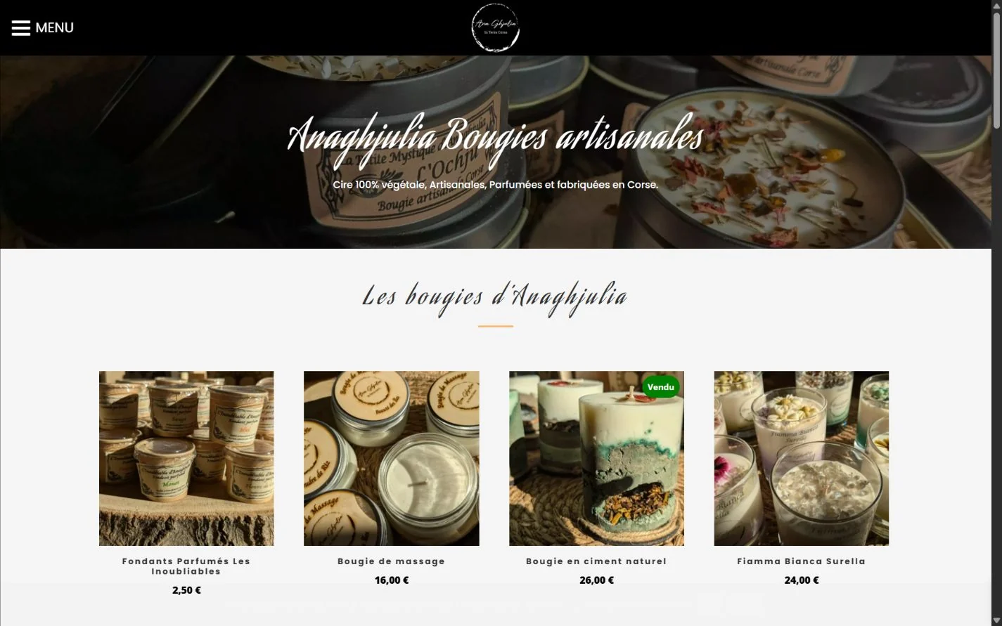La boutique de bougies artisanales Anaghjulia